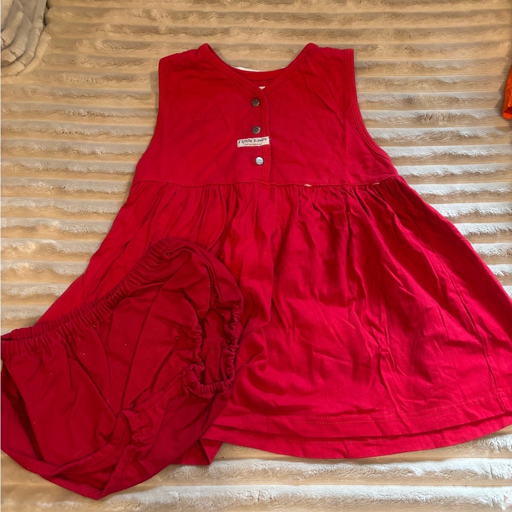 Vintage MINIMAN Red and White Baby Outfit with Bloomers